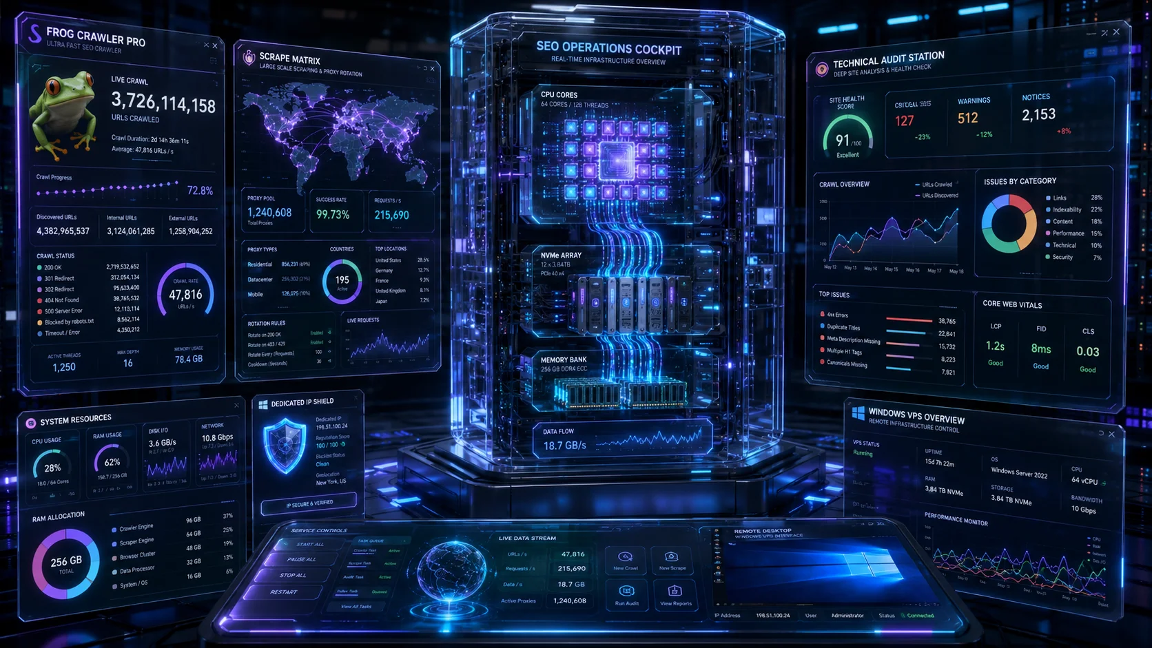 Best Windows VPS specs for SEO tools including Screaming Frog, ScrapeBox, and Sitebulb in 2026.